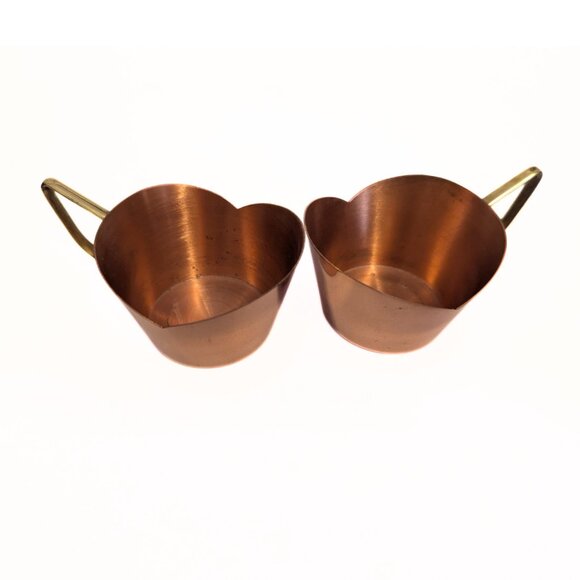 Vintage Ariosa Copper Cups w Brass Handles 2.5" Lot of 2 Retro Drinkware Kitchen - Picture 3 of 10